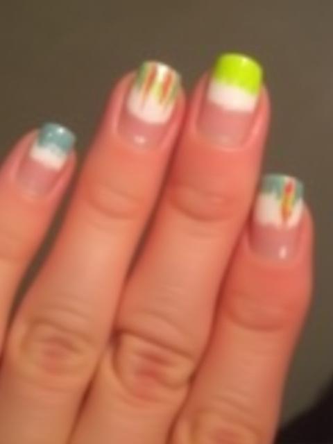 Example of classic French manicure with a colourful twist on the tip